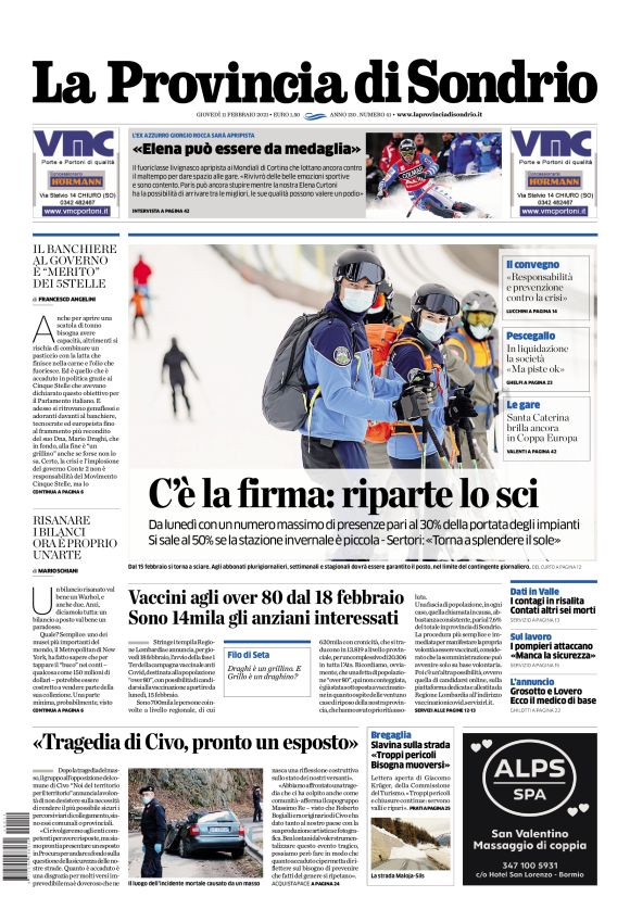 La Provincia di Sondrio 11/02/2021 La Provincia di Sondrio 11/02/2021